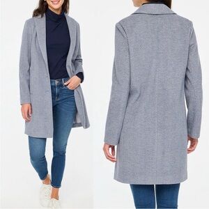 NWT J. Crew Plus Herringbone Topcoat in Hazy Chevron Shades of Gray - Size 18